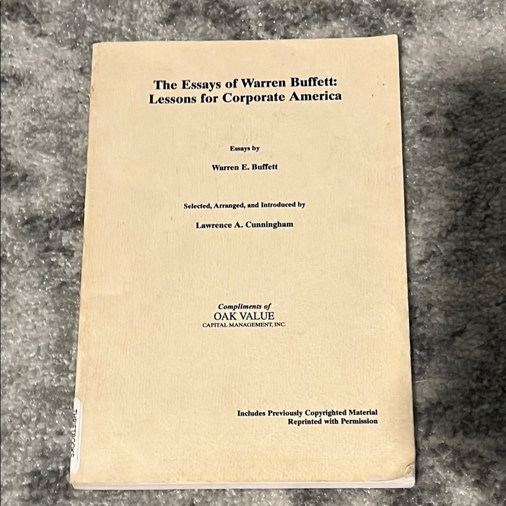 The Essays of Warren Buffett Book